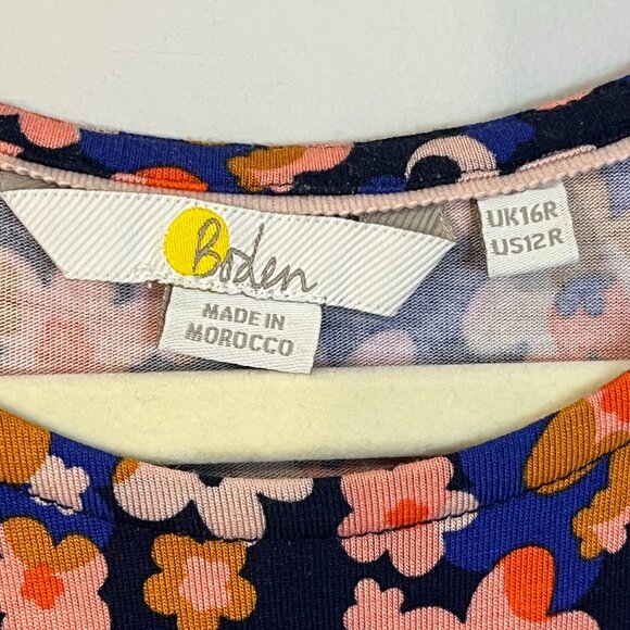 BODEN Women's Short Sleeve Daisy Jersey Dress Multicolor Pockets 12 - Picture 5 of 6